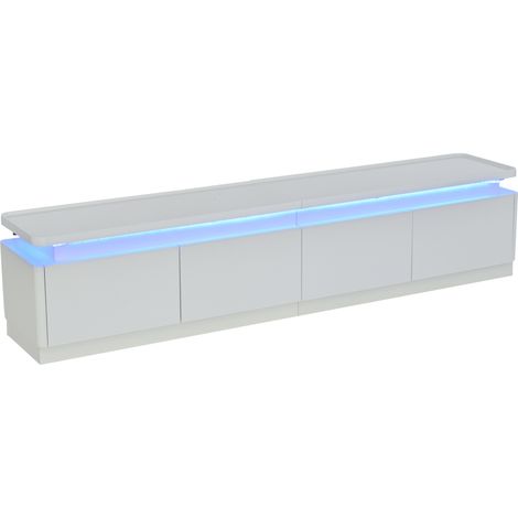 Mueble TV blanco de 180 x 34 x 40 cm con 4 cajones y LED para TV de hasta 75 pulgadas HOMVRA (1/5)