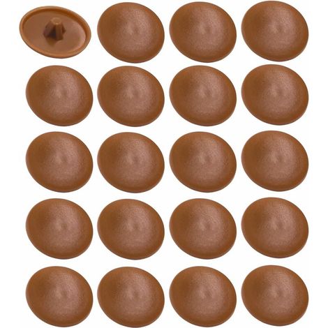 20x Cache vis en plastique cruciforme 11,5mm Pozidriv pz2 capuchon protection meuble universel, marron cerisier (1/3)