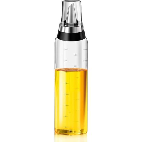 Bouteille d'huile, récipient à assaisonnement de 500 ml, flacon distributeur d'huile, pot à vinaigre, matériau en acier inoxydable et verre, résistant à la poussière.