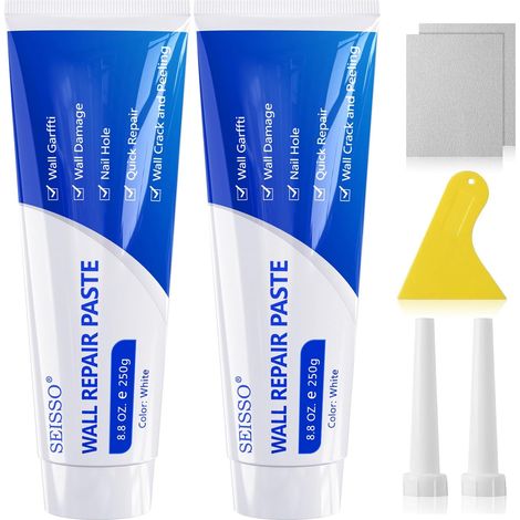 500 g Spachtelmasse, weiß, für den Innenbereich, Wandreparaturcreme, Wandreparaturpaste, Trockenbau-Reparaturset mit Spachtel und großem Fassungsvermögen, Wandlochfüller, schnell zur Reparatur von Ris (1/5)