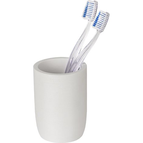 Gobelet à Dents sur Pied polyrésine élégant Accessoires Salle de Bain décoration Rangement Blanc Ø 8 cm x 10,5 cm Durable (1/5)