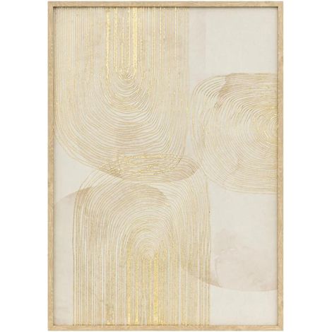 Atmosphera – Tableau mural imprimé déco "Elin" 50x70cm en polystyrène et MDF – Finition dorée métallisée – Poids 1,2kg – Position verticale/horizontale