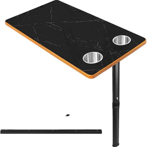 Table pliante, hauteur réglable, texture marbre de luxe, Noir (1/2)
