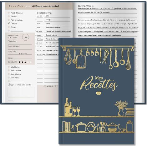 Carnet de Recettes à Remplir A5, Papier Épais 120g (1/5)