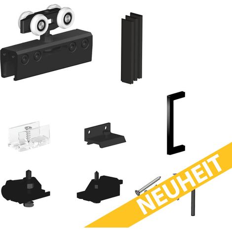Ergänzungsset SLID'UP 190 schwarz für 1 Glasschiebetür Schiebetürbeschlag (1/5)