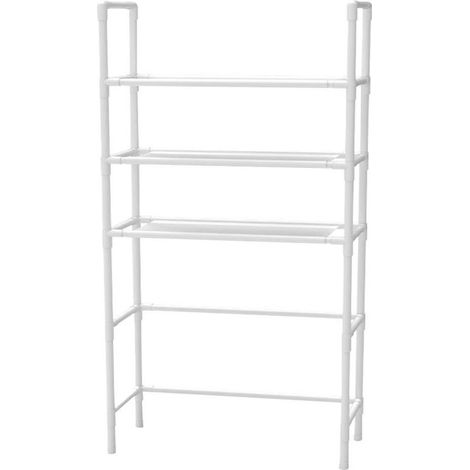 Étagère de rangement à 3 niveaux pour machine à laver, en métal blanc, pour salle de bain. (1/5)