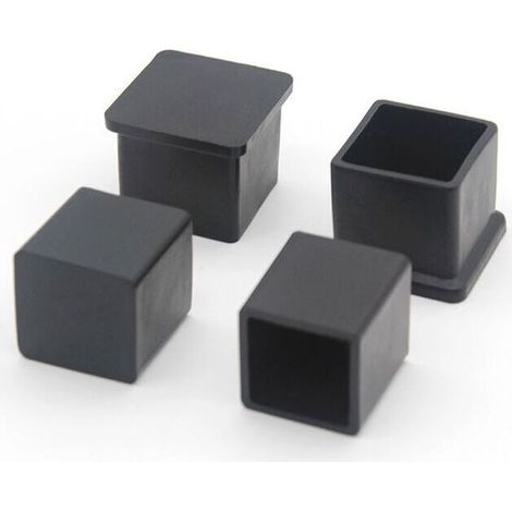 Lot de 10 Embouts de Pieds de Chaise carrés en Caoutchouc antidérapant pour protéger Le Sol des Meubles et des Tables 20 x20 mm, Noir (1/5)