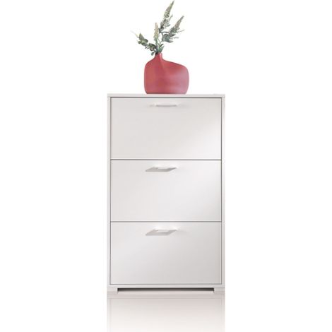 Scarpiera 112 cm a doppia profondità bianco frassinato con tre ante a ribalta - Serbia (1/3)