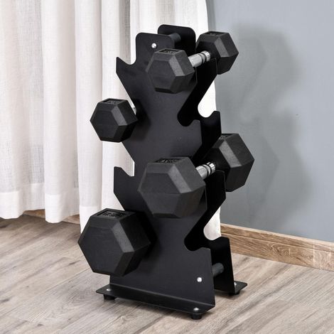 Mancuernas hexagonales 2 x 4 kg de hierro fundido, empuñadura moleteada, negro HAVRYA (1/5)