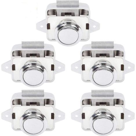 Bouton Poussoir Camping Car - Serrure Loquet Porte Fermeture Placard Bouton pour RV caravane de moteur 5 pièces Argent (1/5)