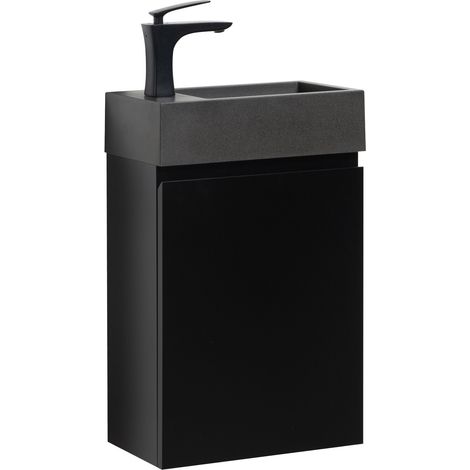 WC Badmöbel Angela 40x22 cm Matt Schwarz - Schrank Schwarze Wasc (1/5)