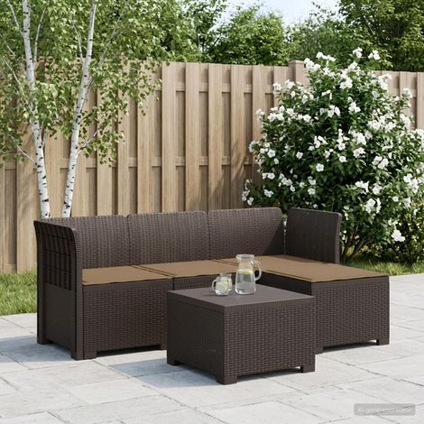 vidaXL Sofá de Jardín para 4 Personas con Cojines y Diseño de Rattan (1/5)