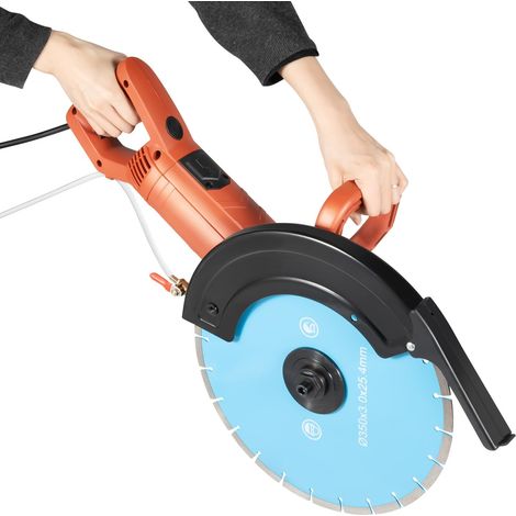 HAUTOUR Scie à béton électrique 3000 W 3800 tr/min Fraise murale sans poussière avec lame diamant de 350 mm de qualité supérieure pour carrelage, marbre, granit, bois, pierre et ciment (1/5)