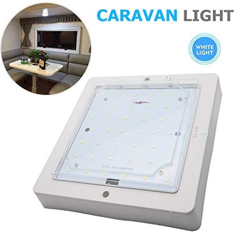 Plafonnier LED chromé avec interrupteur marche/arrêt, éclairage intérieur, 42 LED pour voiture, camping-car, remorque, bateau, 12 V CC, blanc pur (1/3)