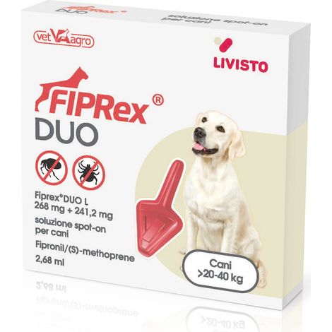 Fiprex Duo Spot-on contro pulci, zecche, pidocchi e acari 1 pipetta per cani da 20 a 40Kg