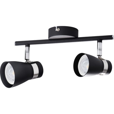 lampada faretto parete soffitto enali 2 luci nero orientabile GU10 (1/5)