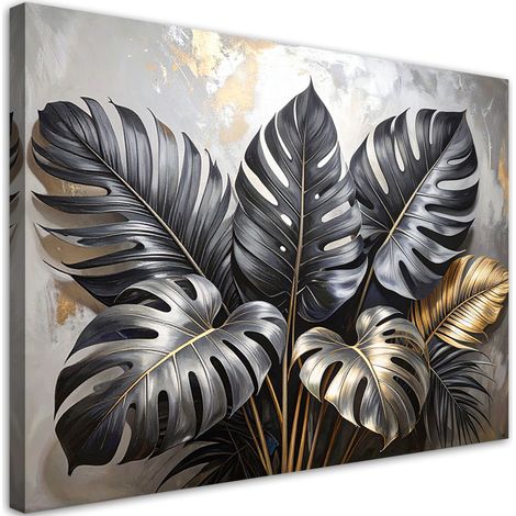 Bilder Schwarze Blätter von Monstera auf beigem Hintergrund 30x20 (1/5)
