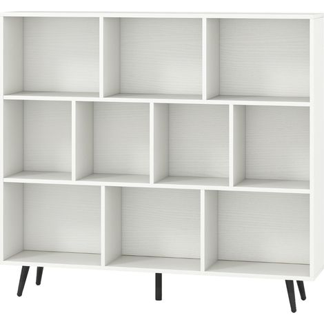 Organizzatore di stoccaggio moderno con 5 gambe di metallo affusolate, Libreria a 10 cubi camera da letto Bianco (1/4)