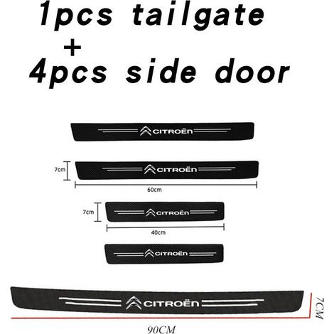 (5 pièces pour Citroën) Bandes adhésives de protection de seuil de porte en fibre de carbone pour Citroën C3, C4, X7, Xsara, Picasso, Crosser, C-Elysee, Jumpy, Nemo, VTS