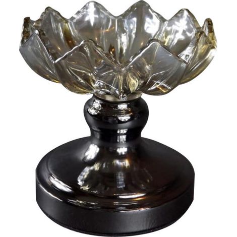 Candelabro in cristallo con base cromata 16x16 cm (1/2)