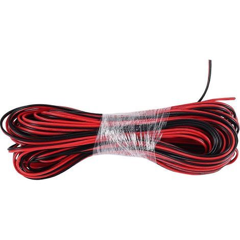 Câble d'alimentation et de mise à la terre en cuivre multibrins de calibre 22 (15 m) pour voiture, rouge et noir (1/5)