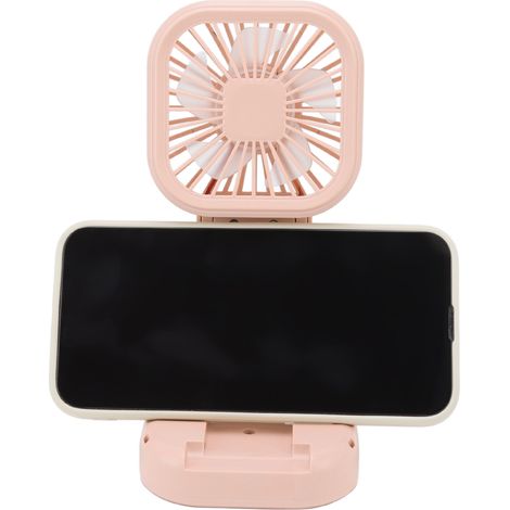 Mini-Tischventilator mit integriertem Lithium-Akku, faltbar, rosa, für den Sommer, wiederaufladbar, mit Bedienungsanleitung (1/5)