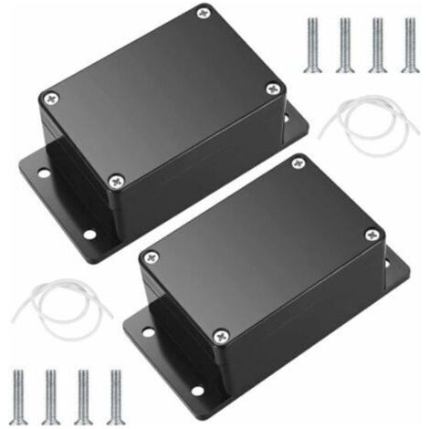 Boîtier de Câblage,2 Pièces Boite de Derivation,Boîte de Connexion de Câblage avec Oreille Fixe,Boitier Plastique Electronique Extérieur,pour Bricolage Électronique,100 x 68 x 50 mm,Noir (1/4)