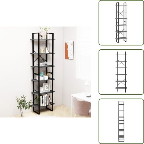 The Living Store Scaffale Grigio 60x30x210 cm in Legno Massello di Pino - Scaffale grigio