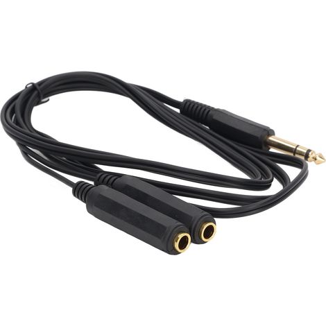 Câble répartiteur en Y pour microphone de 1,8 m, adaptateur de câble stéréo pour haut-parleur avec prise mâle TRS 6,35 mm vers double prise femelle 6,35 mm (1/5)