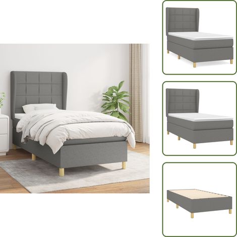 Boxspringbett mit Matratze Dunkelgrau 90x190 cm Stoff - Boxspringbett - Doppelbett - Bettenrahmen - Schlafsystem - Liegekomfort