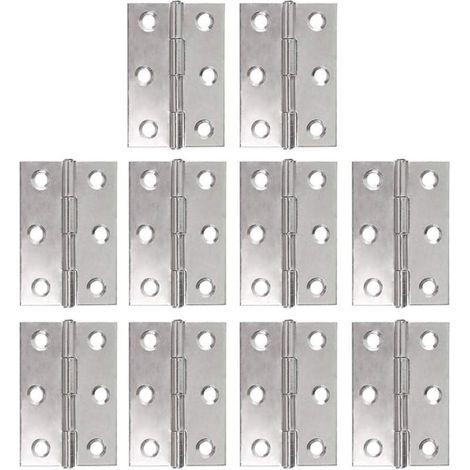 Juego de 10 bisagras de acero inoxidable, bisagras de piano, bisagras plegables, tira de bisagra para puerta de muebles, bisagra de 48 mm con 6 orificios de fijación, conectores para macetas y modelis (1/5)