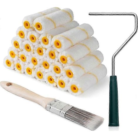 Ensemble de 26 rouleaux à peinture en microfibre de 10 cm (4 pouces) et 38 plumes, compatible avec toutes les peintures et colorants, idéal pour la peinture intérieure à domicile (fdq). (1/5)