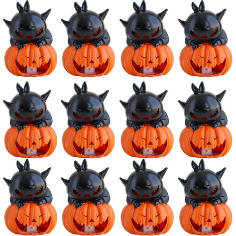 Stimmungsvolle Lichtlösung: 12 Stück Kürbis LED Kerzen ohne Flamme, Halloween Flammlose Kerzen (1/5)
