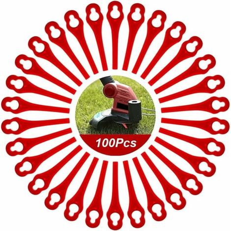Lot de 100 Lames en Plastique de Rechange pour Coupe Bordure Florabest LIDL FRTA 20 A1,FAT 18B3, FRT18A (1/4)