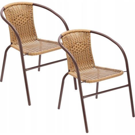 2 x CHAISE DE JARDIN pour balcon, terrasse, TECHNORATTAN, fauteuil de bistro (1/5)