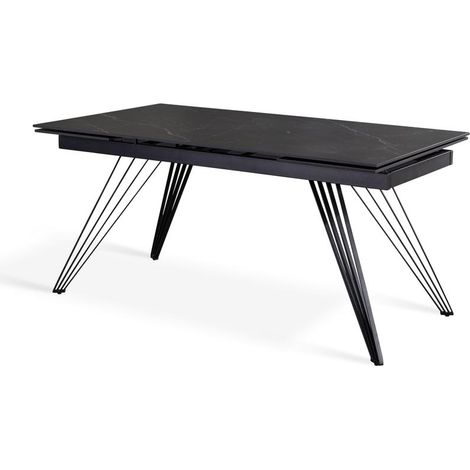 Ausziehbarer matt-schwarzer Tisch 90 cm x 160-240 cm H. 76 cm (1/4)