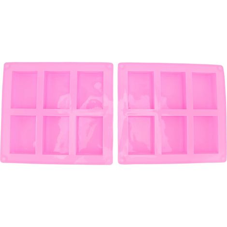 Wiederverwendbare Silikonform mit 6 Mulden für Seifen, Kuchen und Muffins, hitzebeständig, rosa – 2 Stück (1/5)