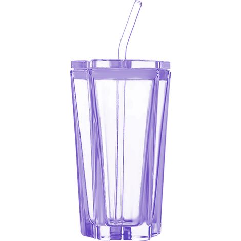 Lot de 2 gobelets à paille 300 ml - Dégradé violet étoile - Verre haute qualité pour boissons froides et café (1/5)