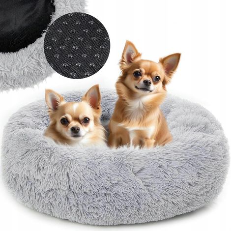 Cama redonda de peluche para mascotas de 60 cm en color gris. (1/5)