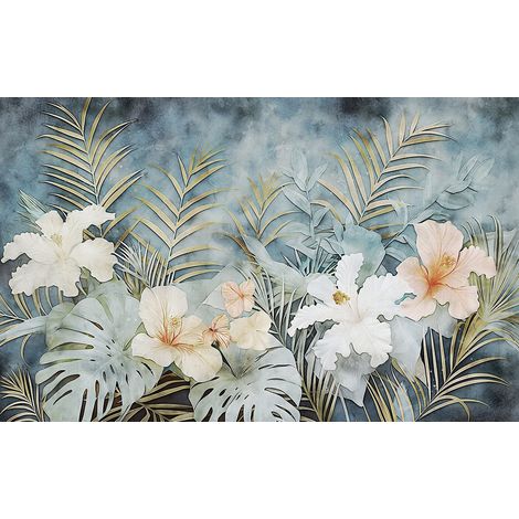 Papier peint panoramique - Fleurs tropicales - 130 cm x 81 cm (1/2)