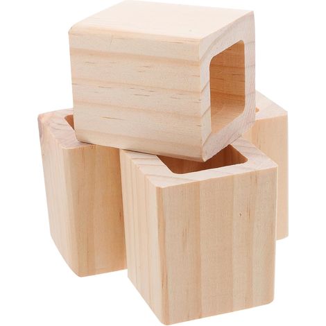 Lot De 4 Rehausseurs De Pieds De Meubles en Bois Massif Rehausseur Pied Canape Et Lit pour Bureau Chaise Et Table Hauteur 5 Cm 6 X 5 X 5 Cm Protection des Pieds