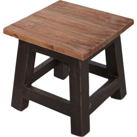 Silla de madera marrón y negra estilo rústico, taburete (1/5)