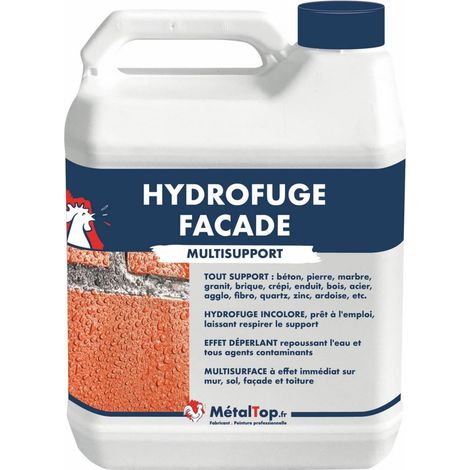 Metaltop – Hydrofuge façade incolore 1 L – Protection béton, pierre, bois – Séchage rapide 10 min – Rendement 5 à 6 m²/L - POT 1 L (1/5)