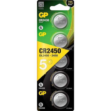 Pila de botón de litio GP Battery CR2450 de 3 V (paquete de 5) (1/5)