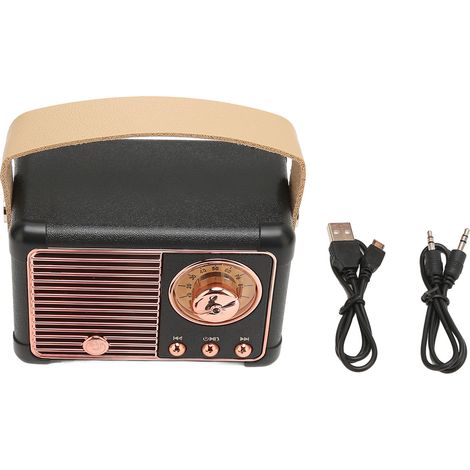 Enceinte Bluetooth Vintage, Son HiFi Stéréo, Transmission Rapide, Faible Consommation, Portable pour Intérieur et Extérieur, Noir (1/5)