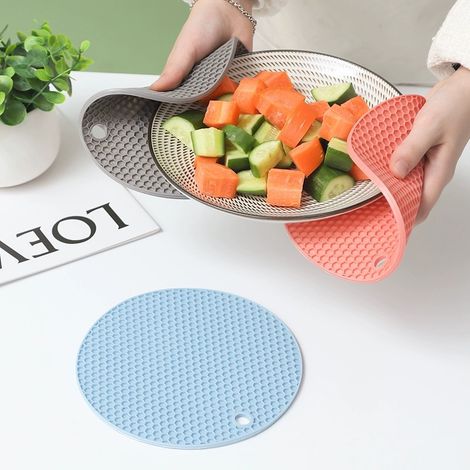 Lot de 3 tapis d'étagère en silicone, antidérapants et résistants à la chaleur, tapis de casserole multi-usages, tapis antidérapant pour ouvre-boîte, dessous de plat antidérapant, dessous de plat