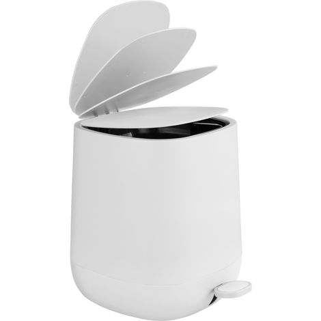 WENKO Pattumiera a pedale design Davos con freno di caduta "easy close", Pattumiera piccola per bagno 5L, Plastica, 23,5x26x27,5 cm, bianco (1/4)