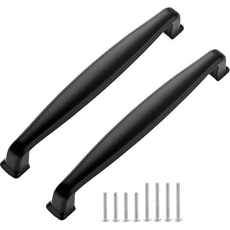 Paquet de 12 poignées d'armoires de cuisine poignées de tiroir noir mat poignées d'armoire poignées de tiroir (12 pièces, trou central 96mm)