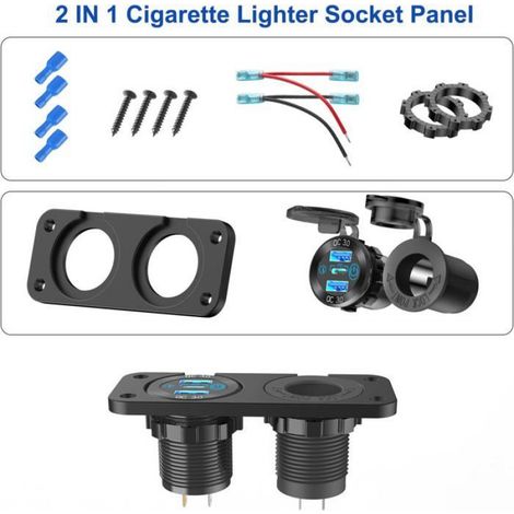 Prise USB 12V - Chargeur Automobile PD3.0 + Double QC3.0 - Panneau Étanche IP66 pour Bateau Camping Voiture - 66W - 1 Pièce (1/5)