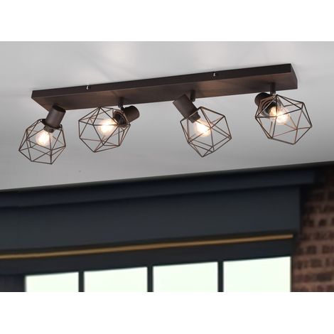 Industrial Deckenstrahler NARDA 4-flammig Gitter Rost-Optik, Breite 70cm